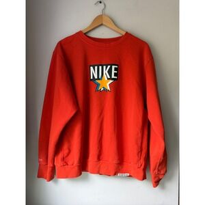 Nike Standard Issue Dri-FIT Orange Graphic Star Crewneck Sweatshirt Mens Large
